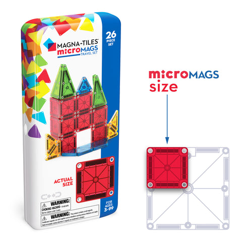 MAGNA-TILES microMAGS 26-Piece Travel Set Bold Colors