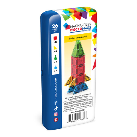 MAGNA-TILES microMAGS 26-Piece Travel Set Bold Colors