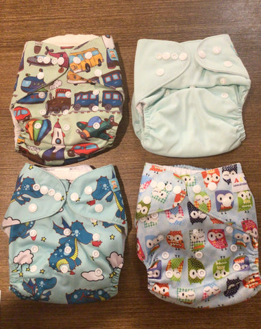 GENTLY USED 4 Pack Alva Baby Pocket Diaper
