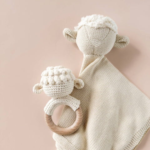 Lovey Lamb Baby Shower Gift Newborn Blanket Cuddle Cloth: Cream