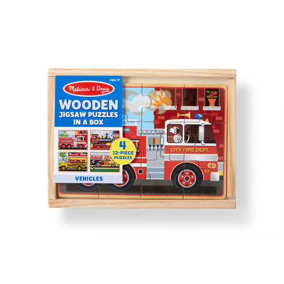 Melissa & Doug Wooden Jigsaw Puzzles in a Box - Vehicles