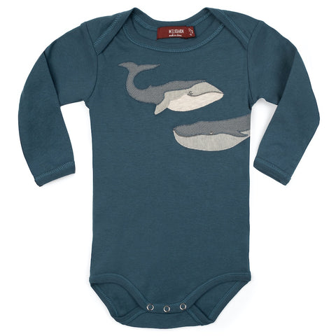 Milkbarn Appliqué Organic Cotton Long Sleeve One Piece Bodysuit