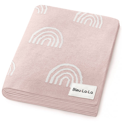 Bleu La La 100% Luxury Cotton Swaddle Receiving Baby Blanket - Rainbow: Brown