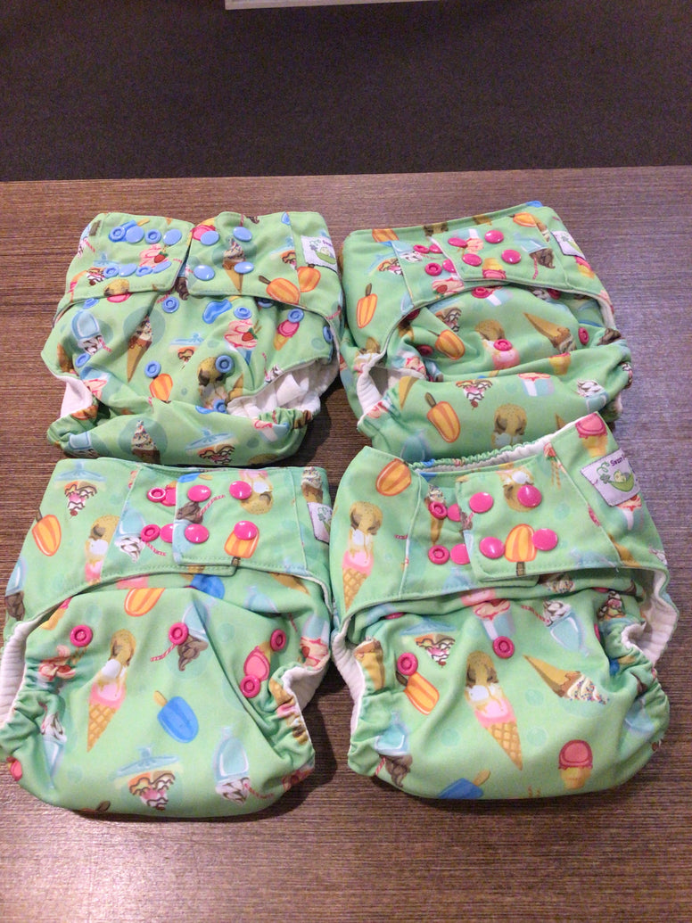 4 Pack Used Sweet Pea One Size All in One Diaper