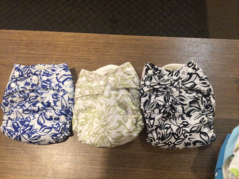 3 Pack Used Kawaii One Size Pocket Cloth Diapers