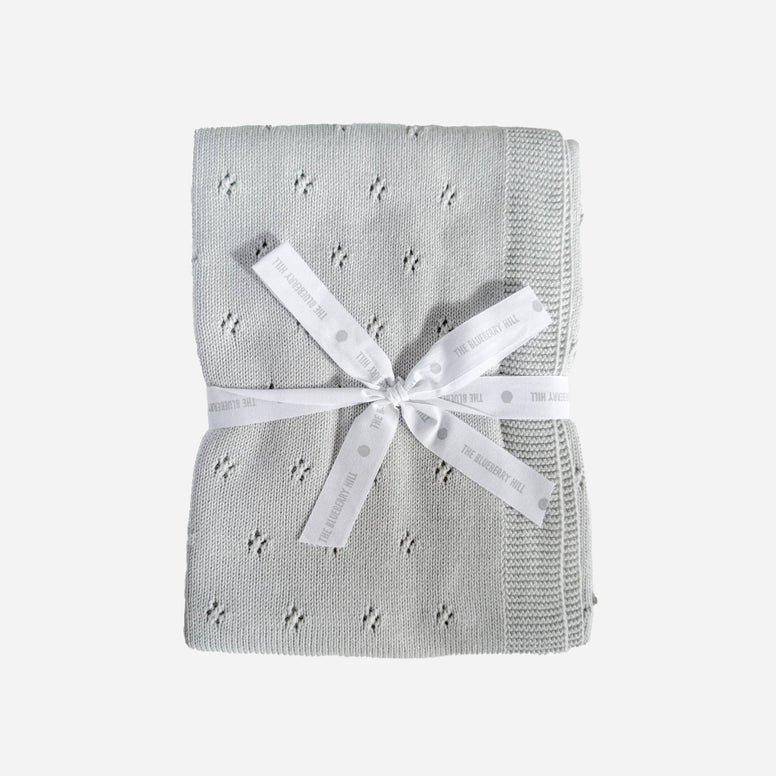 Heirloom Pique Blanket Grey Organic Cotton Baby Gift: Light Grey