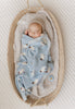 Bleu La La 100% Luxury Cotton Receiving Swaddle Baby Blanket - Sheep: Grey