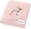 Bleu La La 100% Luxury Cotton Receiving Swaddle Baby Blanket - Deer: Mocha