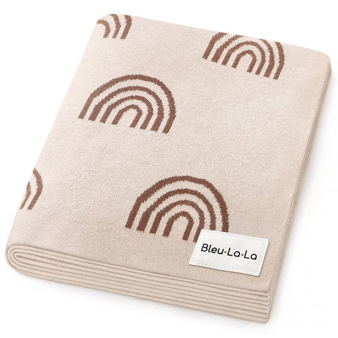 Bleu La La 100% Luxury Cotton Swaddle Receiving Baby Blanket - Rainbow: Brown