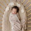 Bleu La La 100% Luxury Cotton Receiving Swaddle Baby Blanket - Sheep: Grey