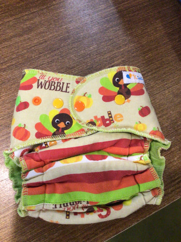 GENTLY USED Kissing Blake Fitted Cloth Diaper- Thanksgiving