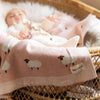 Bleu La La 100% Luxury Cotton Receiving Swaddle Baby Blanket - Sheep: Grey
