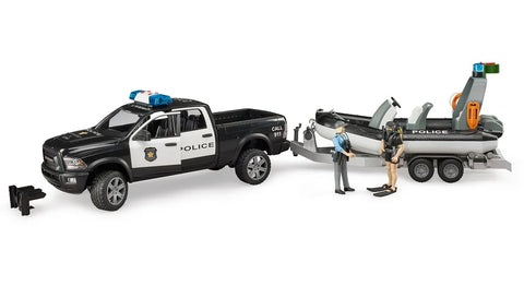 Bruder 02507 Ram 2500 Police Pickup, L+S Module, Trailer with Boat and 2 Figures