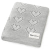 Bleu La La 100% Luxury Cotton Receiving Swaddle Baby Blanket - Heart: Denim Blue