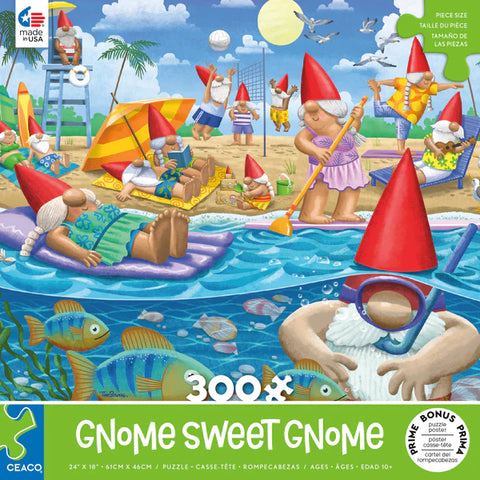 CEACO Gnome Sweet Gnome - Beach Day- 300 Piece Puzzle