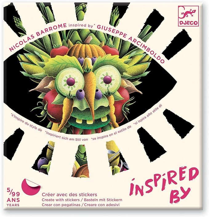 DJECO Inspired by Spring Vegetables Sticker Collage Craft Kit- Giuseppe Arcimboldo