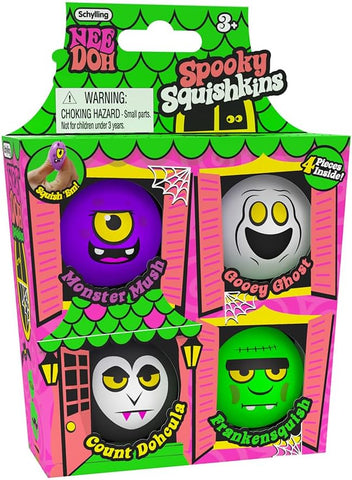 Schylling NeeDoh Needohween Squishkins Haunted House - Halloween Fidget Toy - 4 Mini Groovy Globs