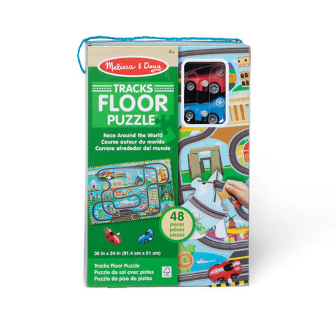 Melissa & Doug Tracks Race Around The World Floor Puzzle- 48 Pieces