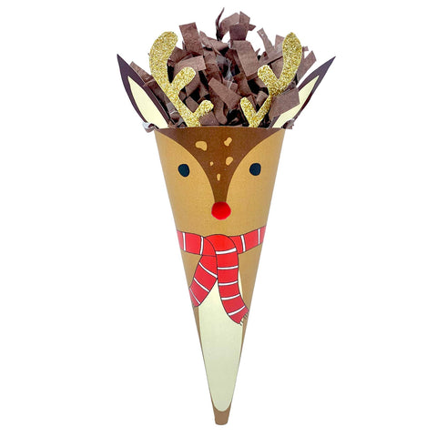 TOPS Malibu - Mini 7" Surprise Cone - Christmas -Reindeer w/Golden Antlers