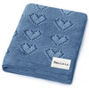 Bleu La La 100% Luxury Cotton Receiving Swaddle Baby Blanket - Heart: Denim Blue