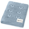 Bleu La La 100% Luxury Cotton Receiving Swaddle Baby Blanket - Heart: Denim Blue