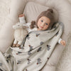Bleu La La 100% Luxury Cotton Receiving Swaddle Baby Blanket - Sheep: Grey