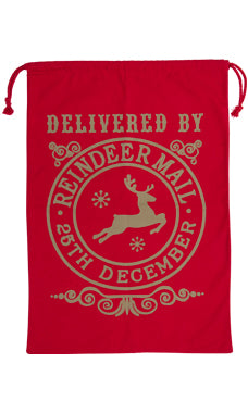 Red Reindeer Mail Drawstring Bags