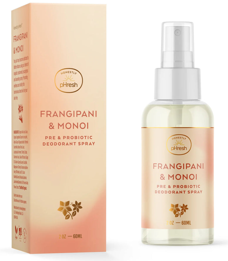 Honestly pHresh Frangiapani and Monoi Pre + Pro Biotic Deodorant Spray