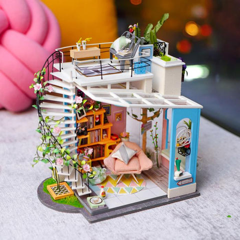 Robotime Rolife Dora's Loft Miniature Dollhouse Duplex Apartment
