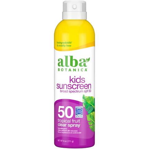 Alba Botanicals Kids Sunscreen Tropical Fruit Clear Spray SPF 50
