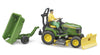 Bruder 09824 Bworld John Deere Lawn Tractor w/ Trailer and Figure