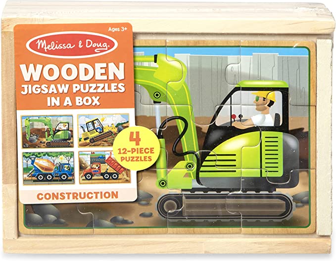 Melissa & Doug Wooden Jigsaw Puzzles In A Box -Construction
