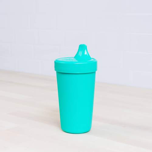 Re-Play Made in The USA 3pk No Spill Sippy Cups for Baby Toddler and Child Feeding - Sky Blue Navy Blue Aqua (True Blue)